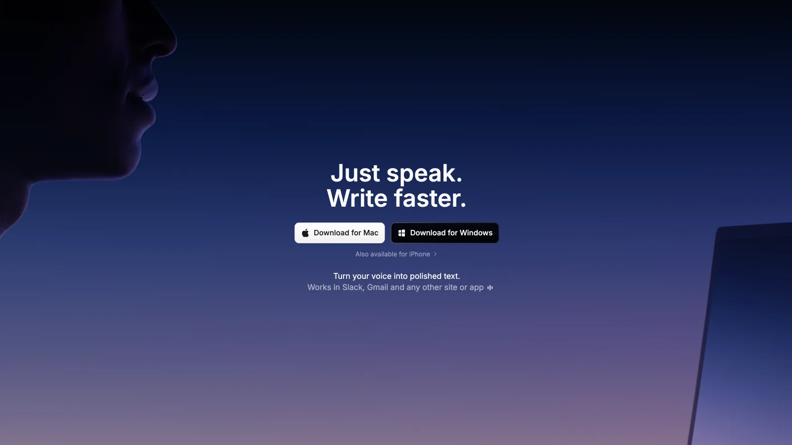 Superwhisper homepage for configurable voice dictation